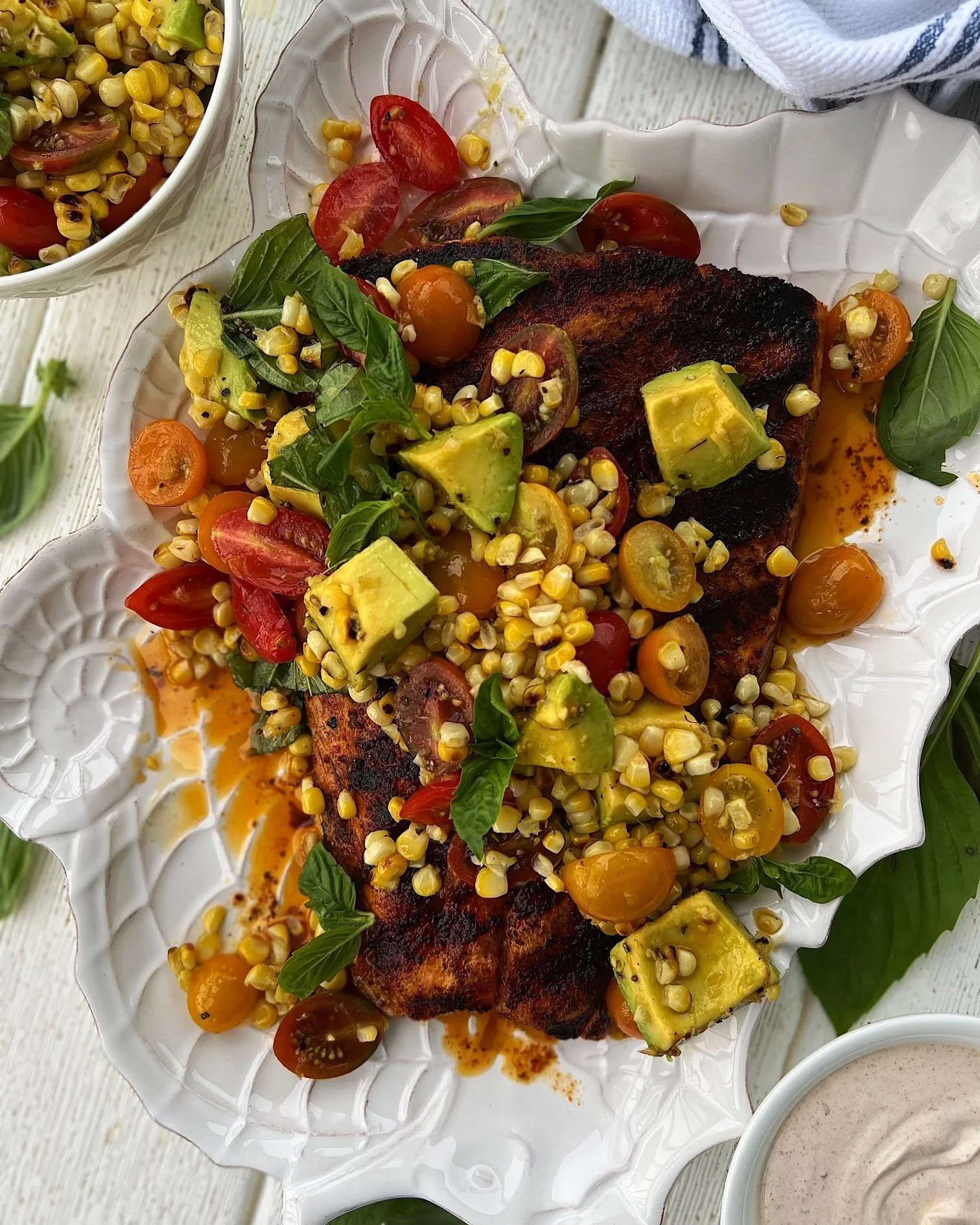 Potlatch Salmon with Tomato, Avocado, &amp; Corn Salsa