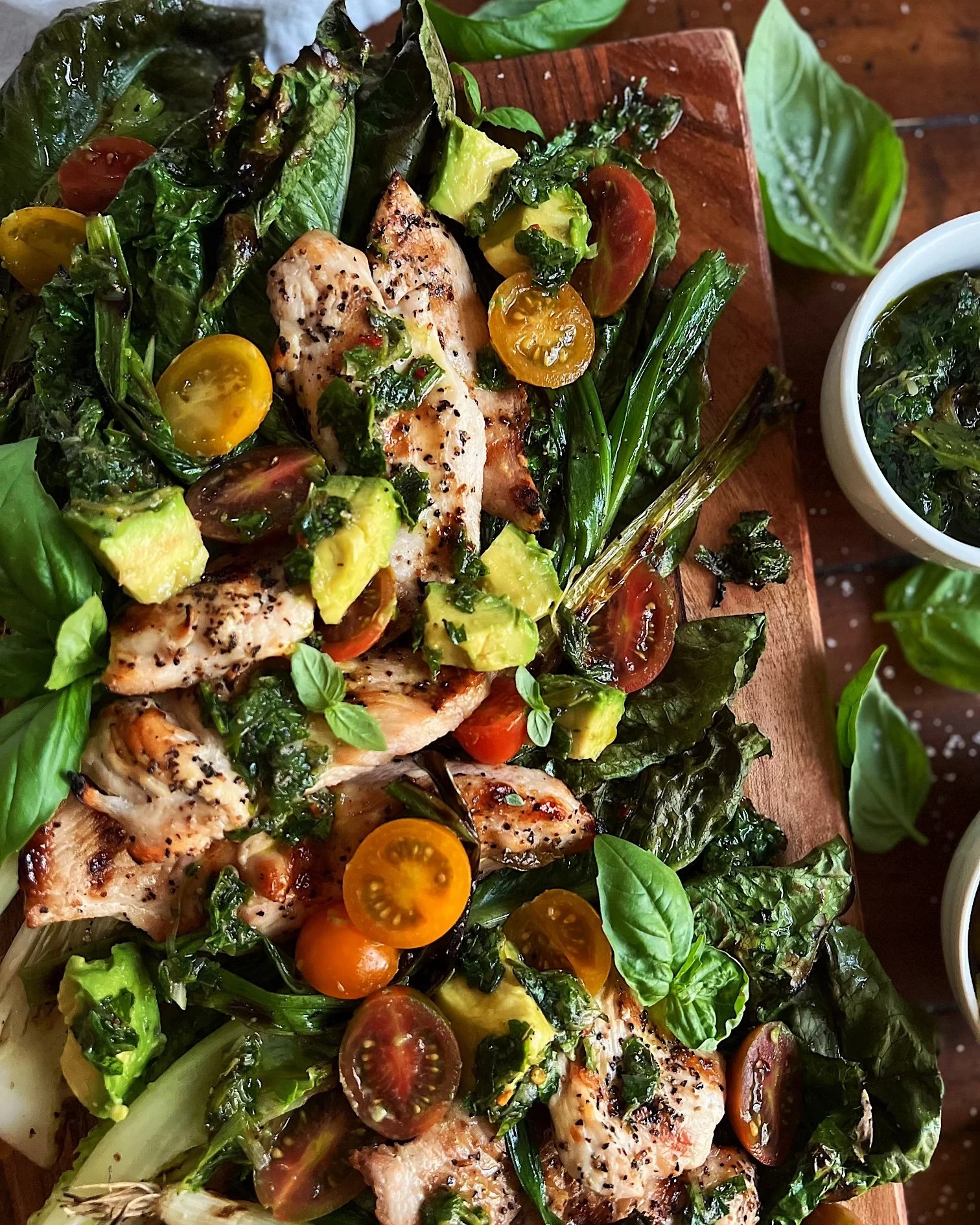 Grilled Chicken &amp; Scallion Chimichurri Salad