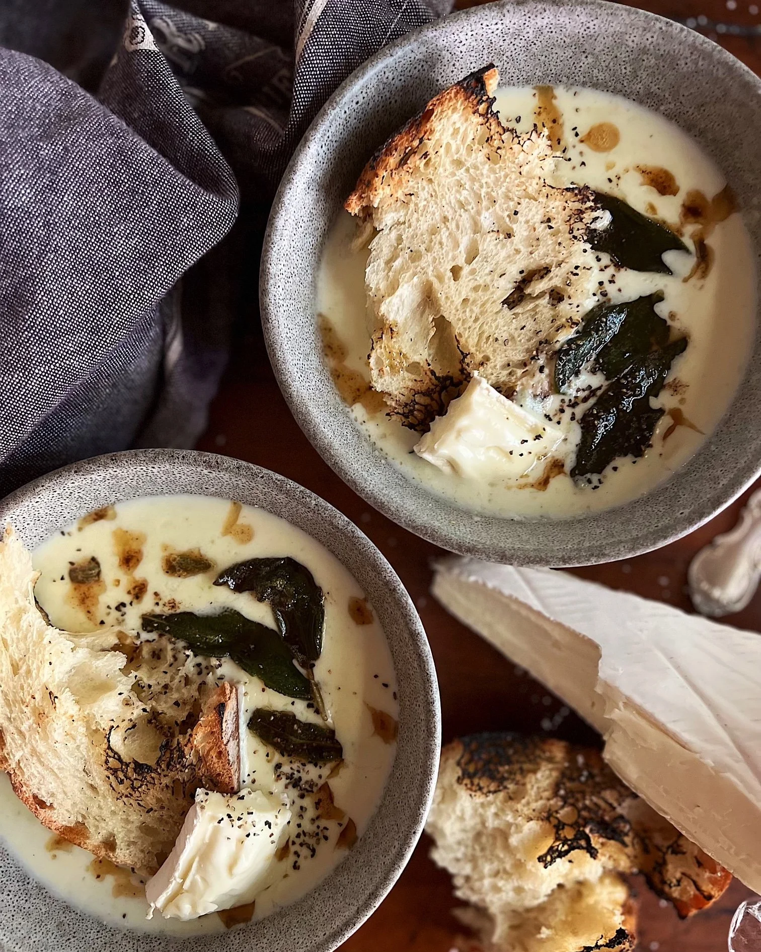 Brie Soup with Brown Butter Sage