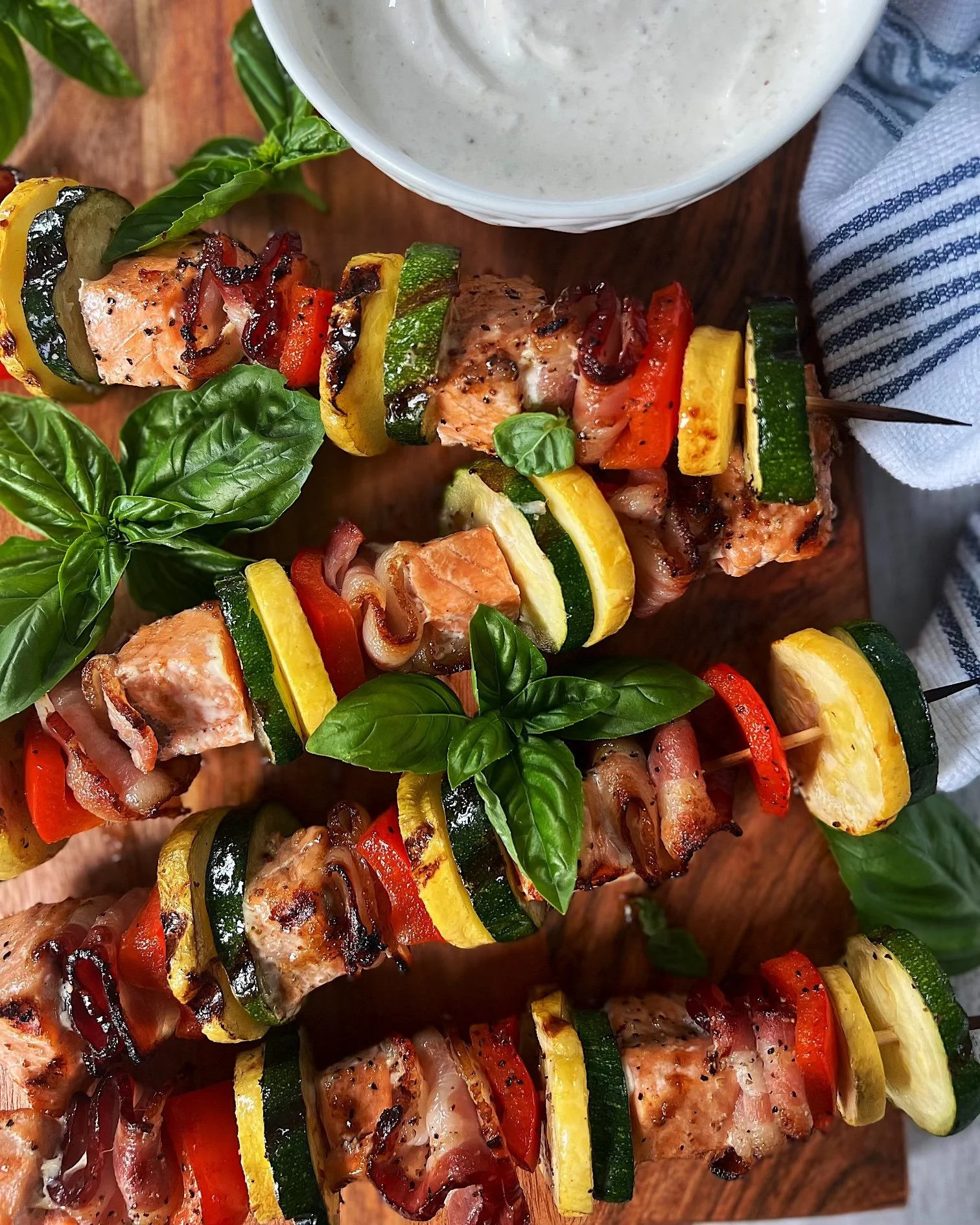 Bacon Jam Salmon Skewers