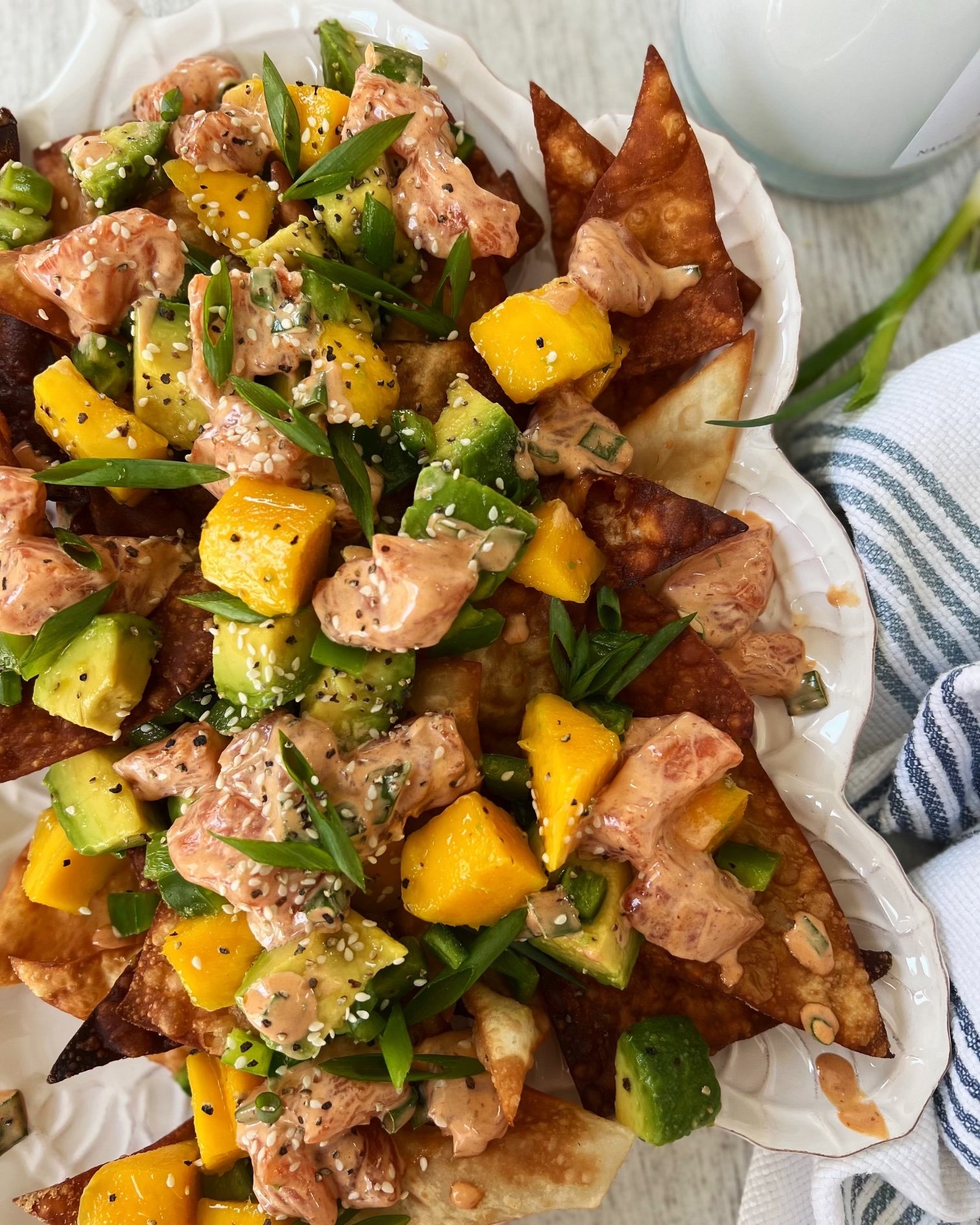 Spicy Salmon Wonton Nachos