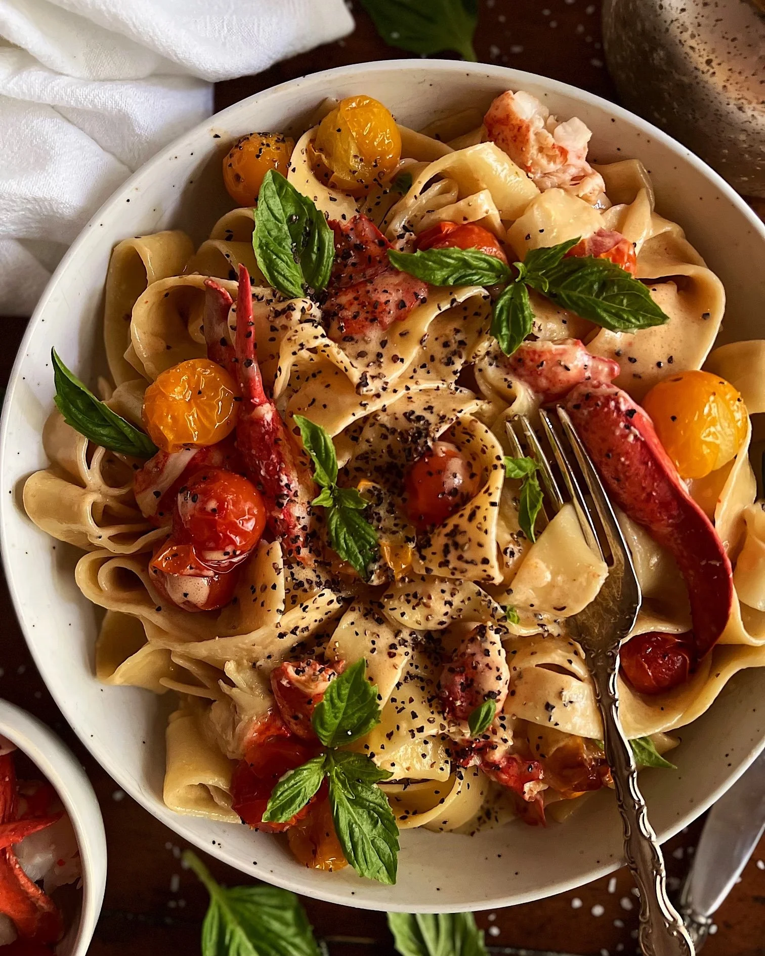 Creamy Lobster Pasta with Burst Cherry Tomatoes