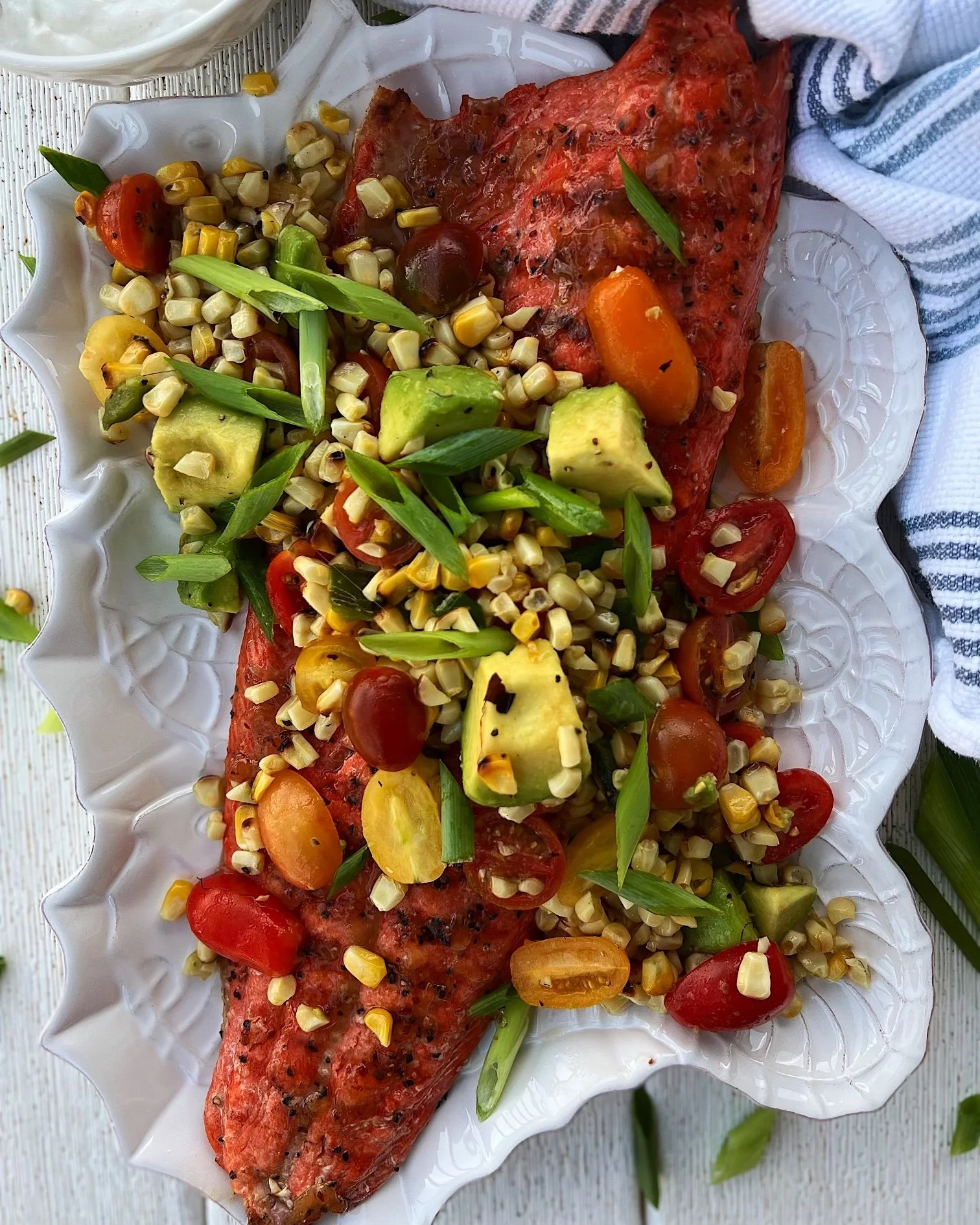 Sweet Onion Applewood BBQ Salmon with Corn Salsa