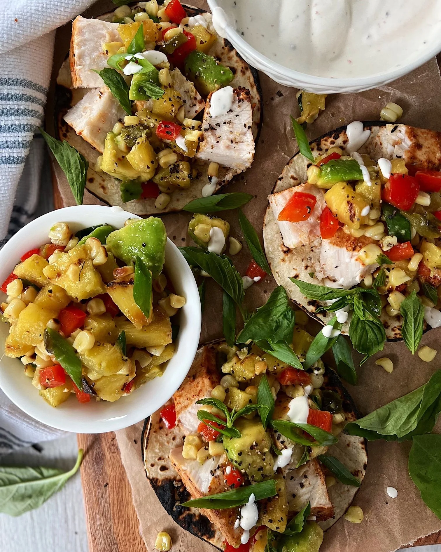 Swordfish Tacos with Grilled Pineapple Salsa