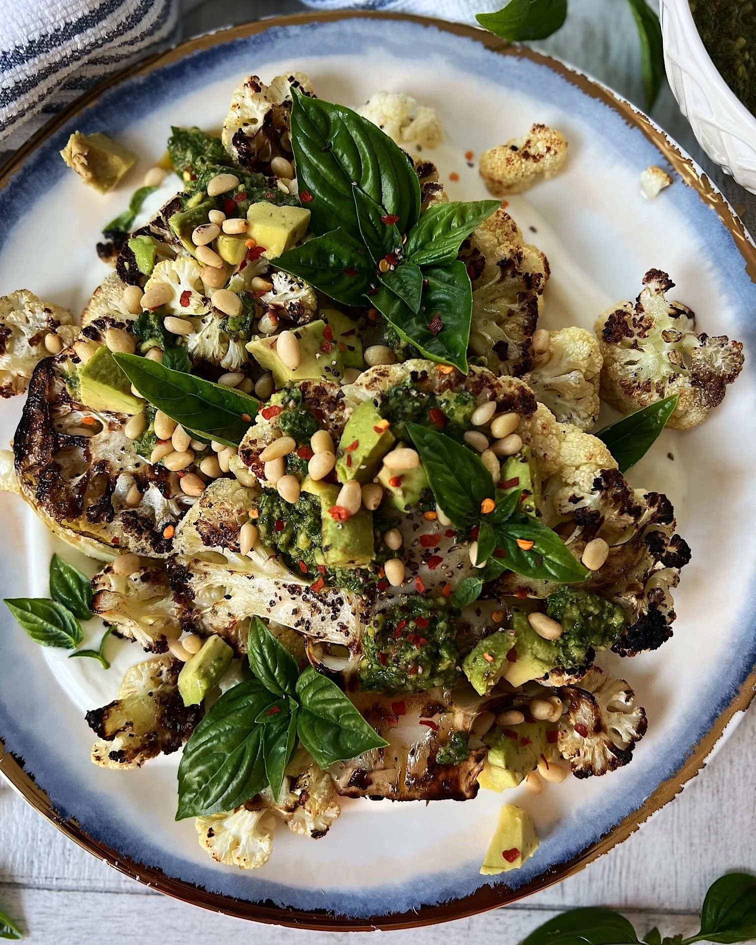 Grilled Cauliflower Steak with Avocado Chimichurri