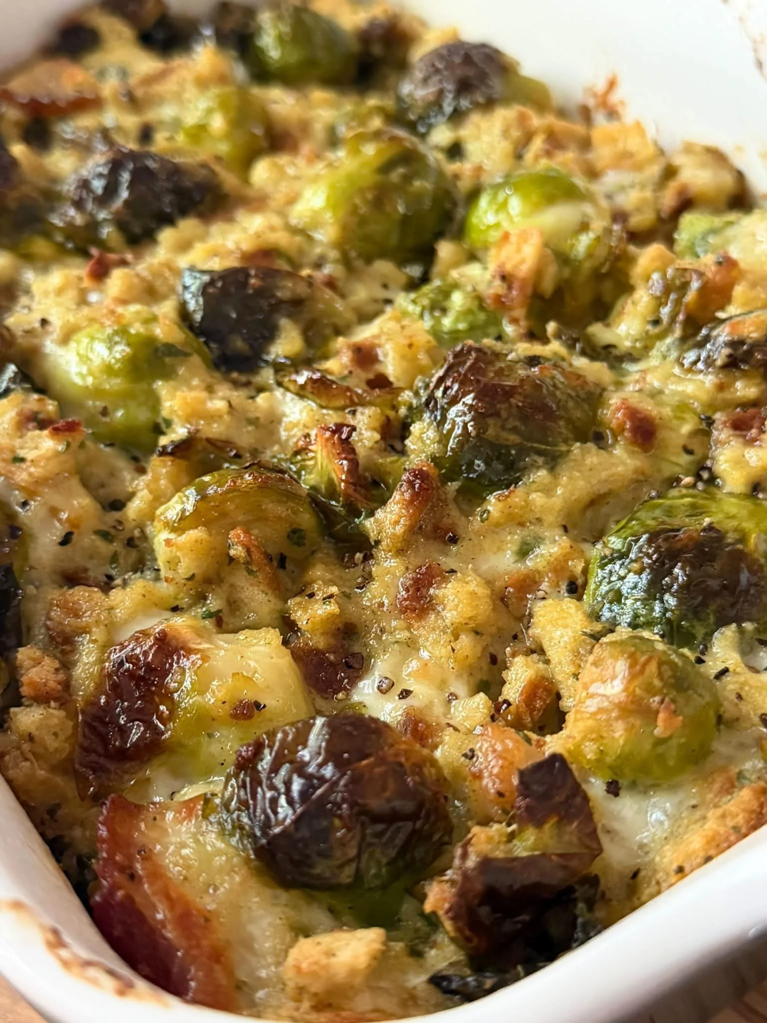 Brussels Sprouts Bacon &amp; Stuffing Casserole