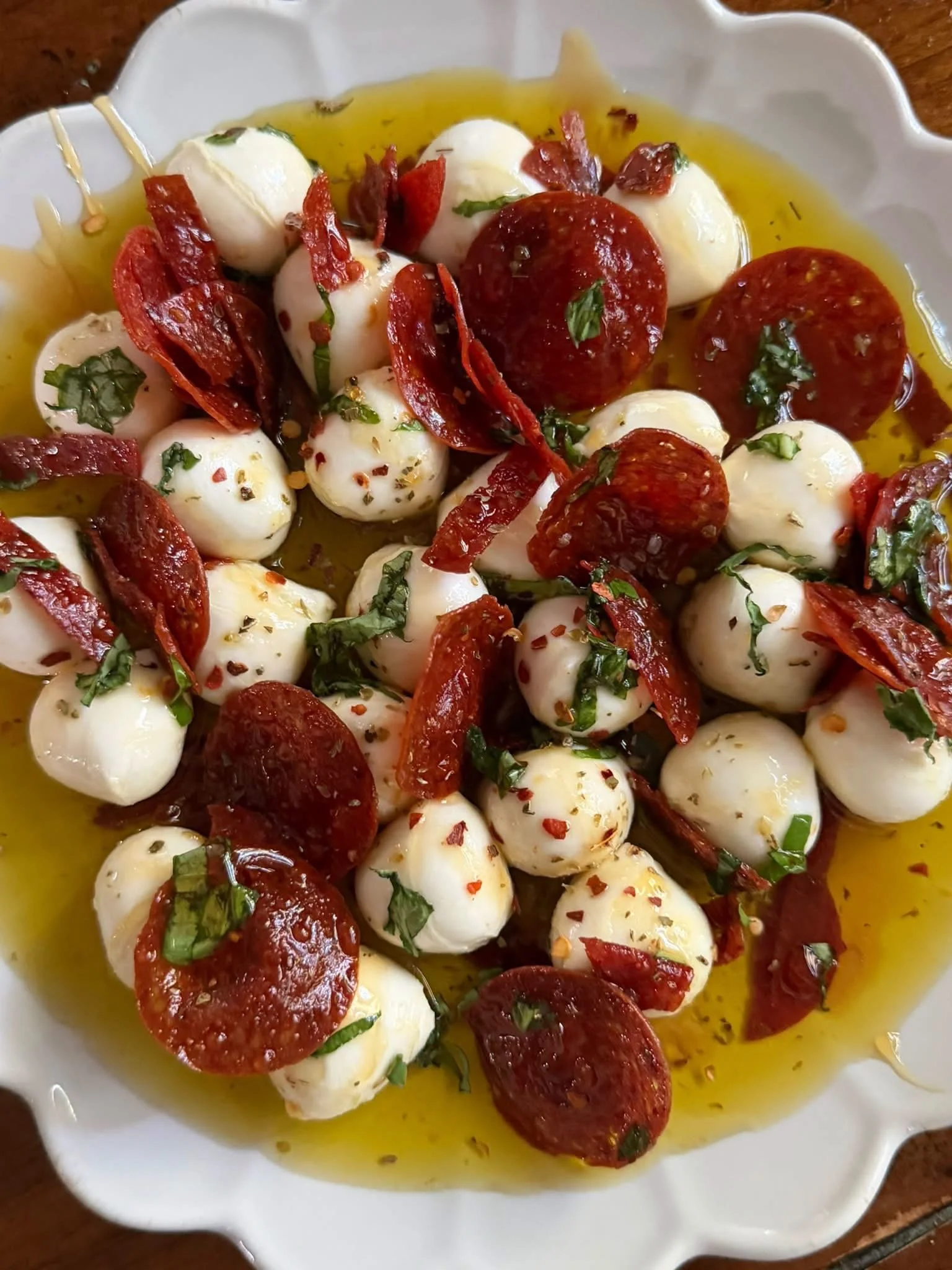 Hot Honey Pepperoni Marinated Cheese