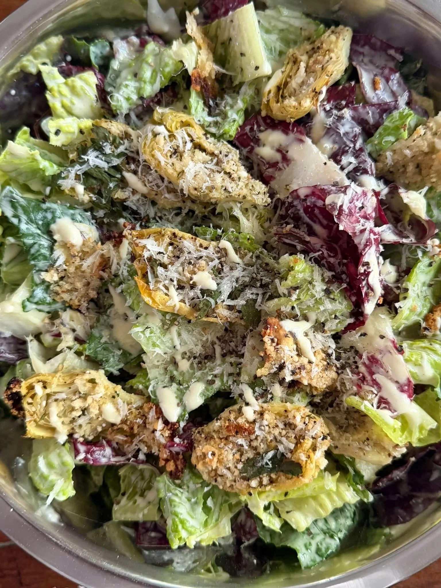 Unstuffed Artichoke Caesar Salad
