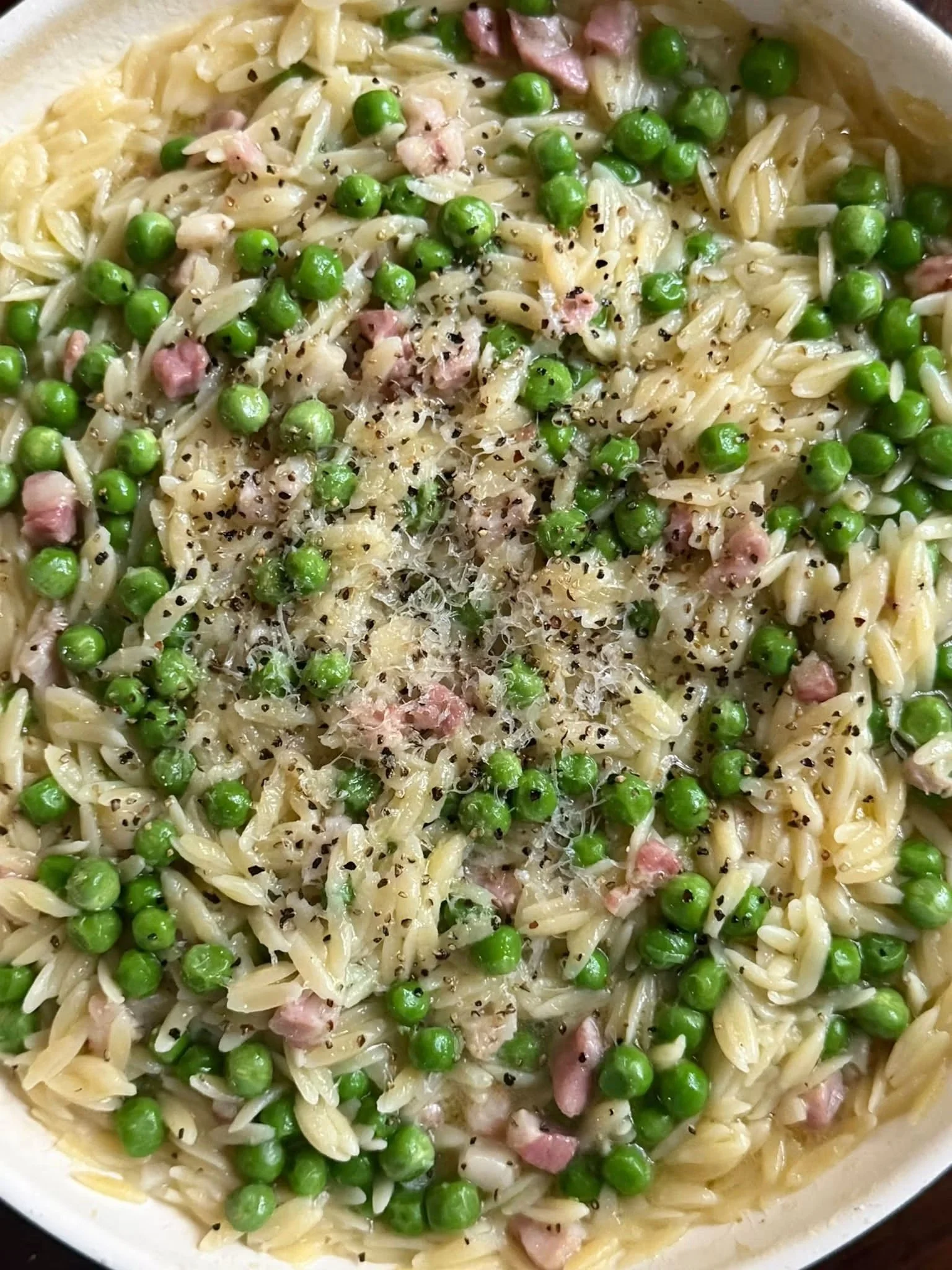 Orzo with Peas &amp; Pancetta