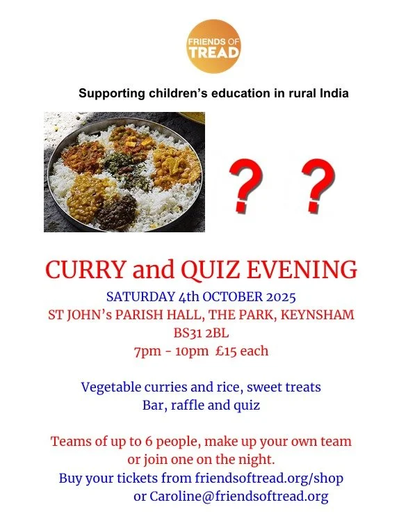 7.00pm Friends of TREAD Quiz & Curry evening at Keynsham Parish Hall