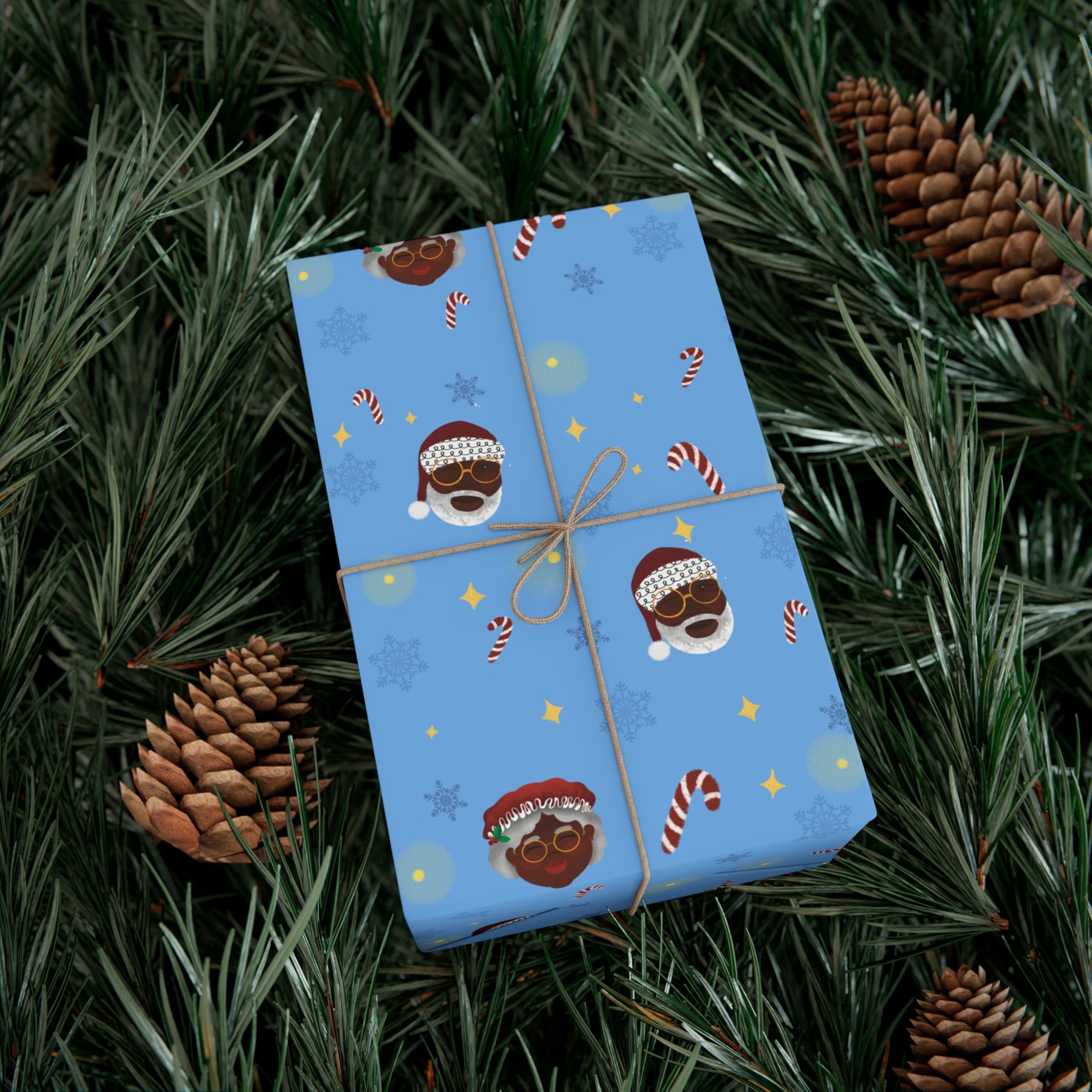 Black Santa, Mrs and Mr Claus Wrapping Paper — DEELASHEE ARTISTRY