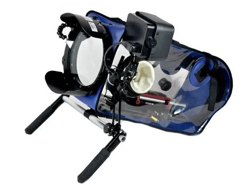 Air Sea Land Underwater Housing Rated down to 6 feet. Fits cinema cameras including all REDs, the Arri Alexa Mini and Amira, and most 16mm film cameras.