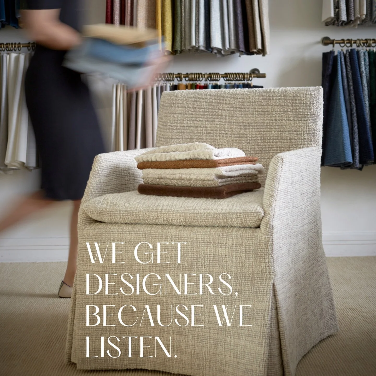Every swatch request. Every important timeline. Every &ldquo;I need something very specific.&rdquo; We hear you, and then we find a way. What can we help you find? DM us to get started. 

#ToTheTrade #LuxuryFabrics #TextileDesign #DesignerLife #Fabri