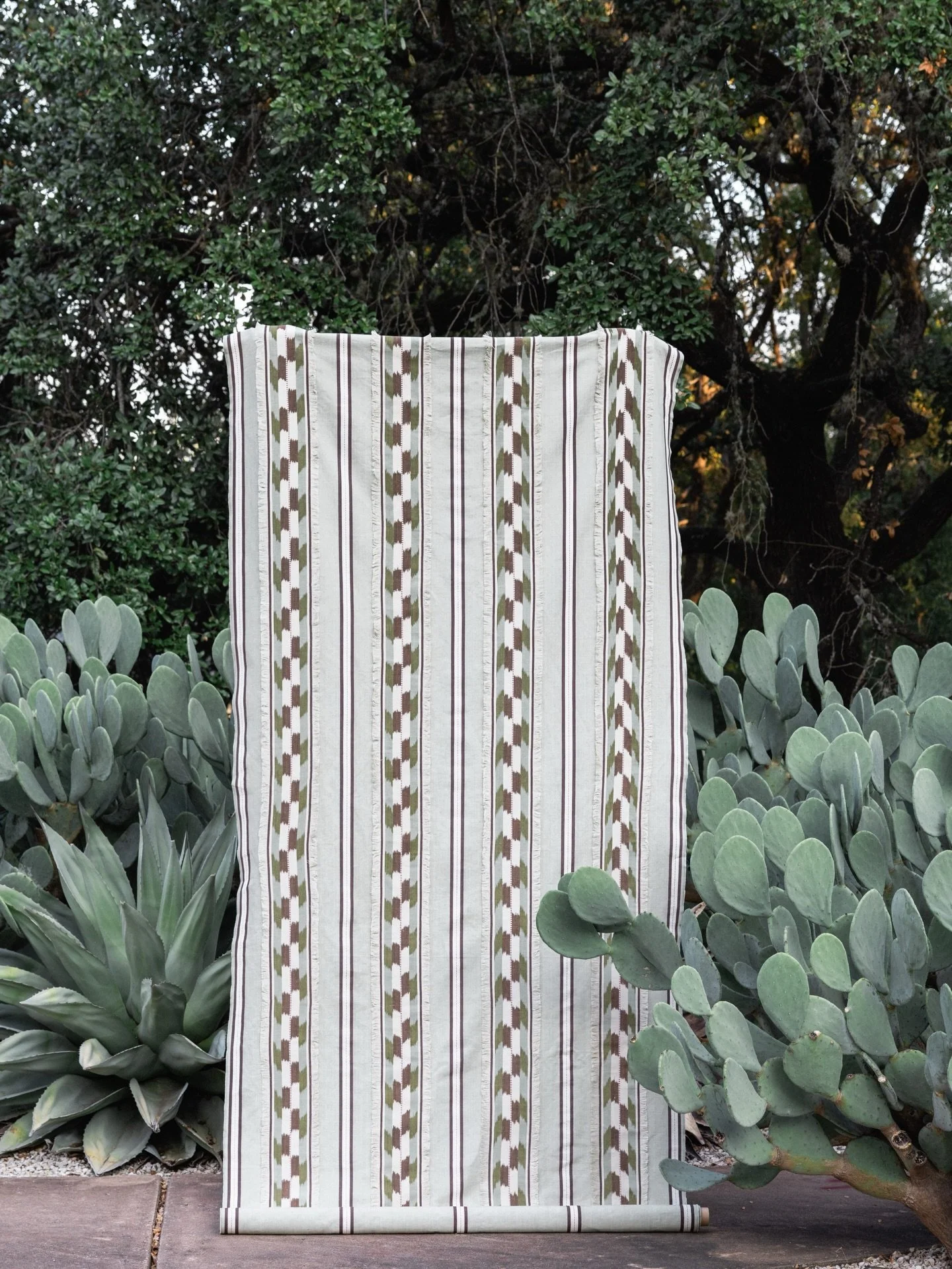 Mati means thought, intention &amp; insight. It is a fabric of dualities&mdash;earth and air, stillness and motion, simplicity and craft. A handwoven cotton stripe forms the base: calm, linear and intentional. Then, a separate fringe&mdash;an ikat wo