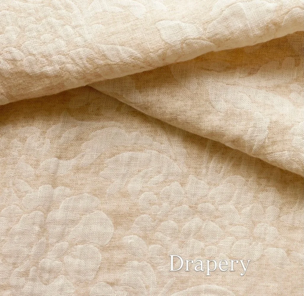 Still the Drapery Standard.
Our dedicated drapery collection is thoughtfully curated with weights, weaves, and finishes built specifically for how fabric moves, hangs, and filters light.

From an indoor/outdoor sheer to structured linens and lush vel