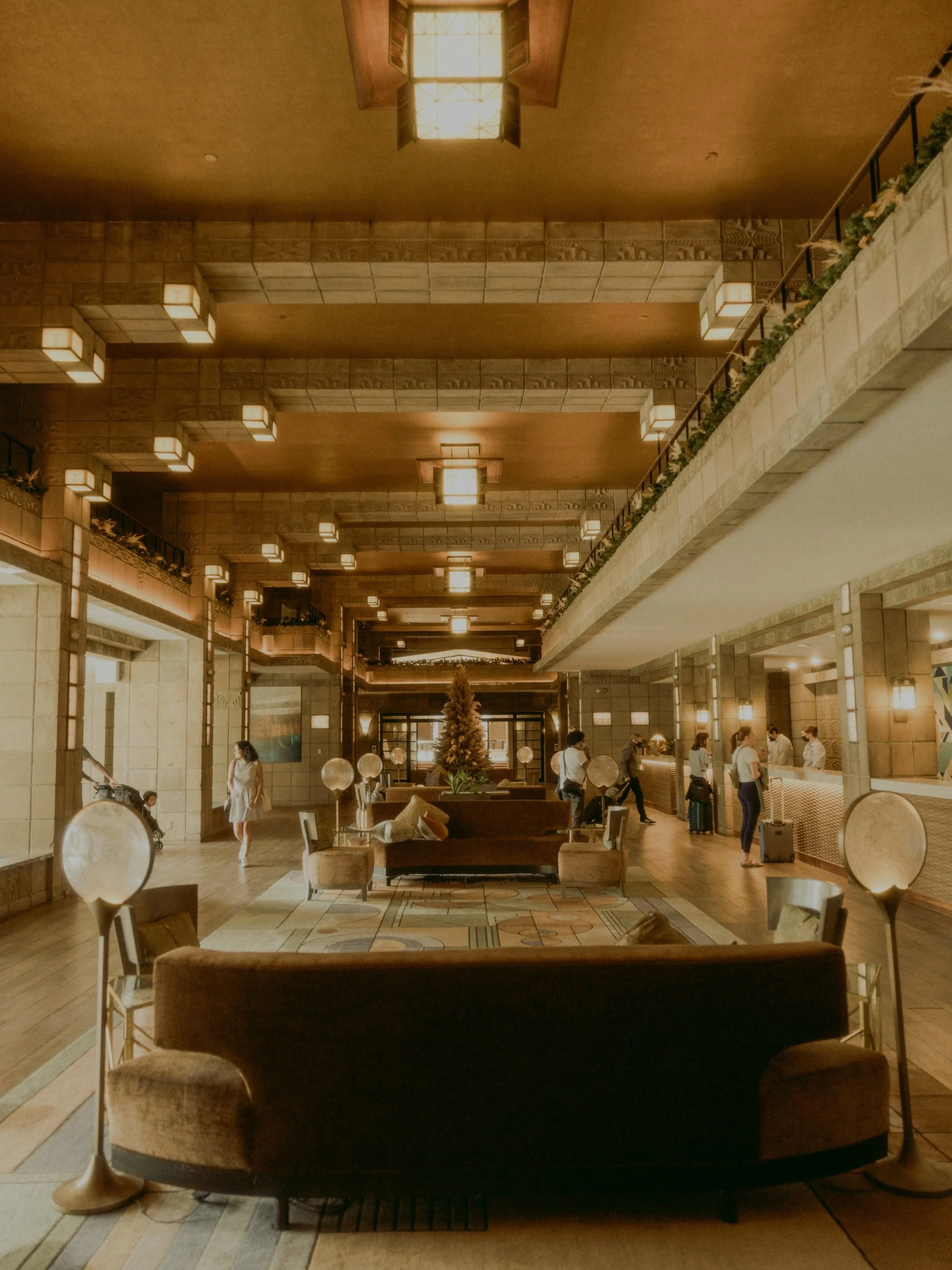 The lobby of the Arizona Biltmore in Phoenix has inspired designers since it opened in 1929. Architect Albert Chase McArthur designed it with Frank Lloyd Wright consulting, and its patterned &ldquo;Biltmore Block&rdquo; walls are a masterclass in geo