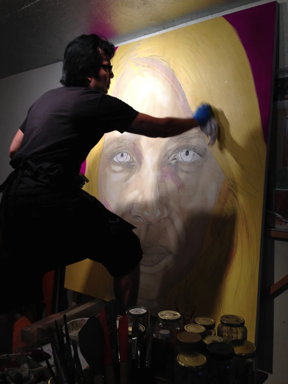 Joni painting in progress