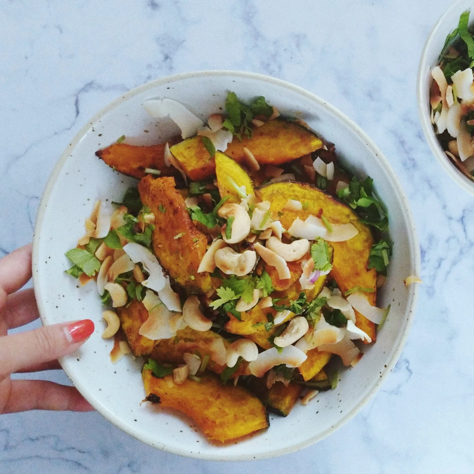 Roasted kabocha squash with coconut gremolata
