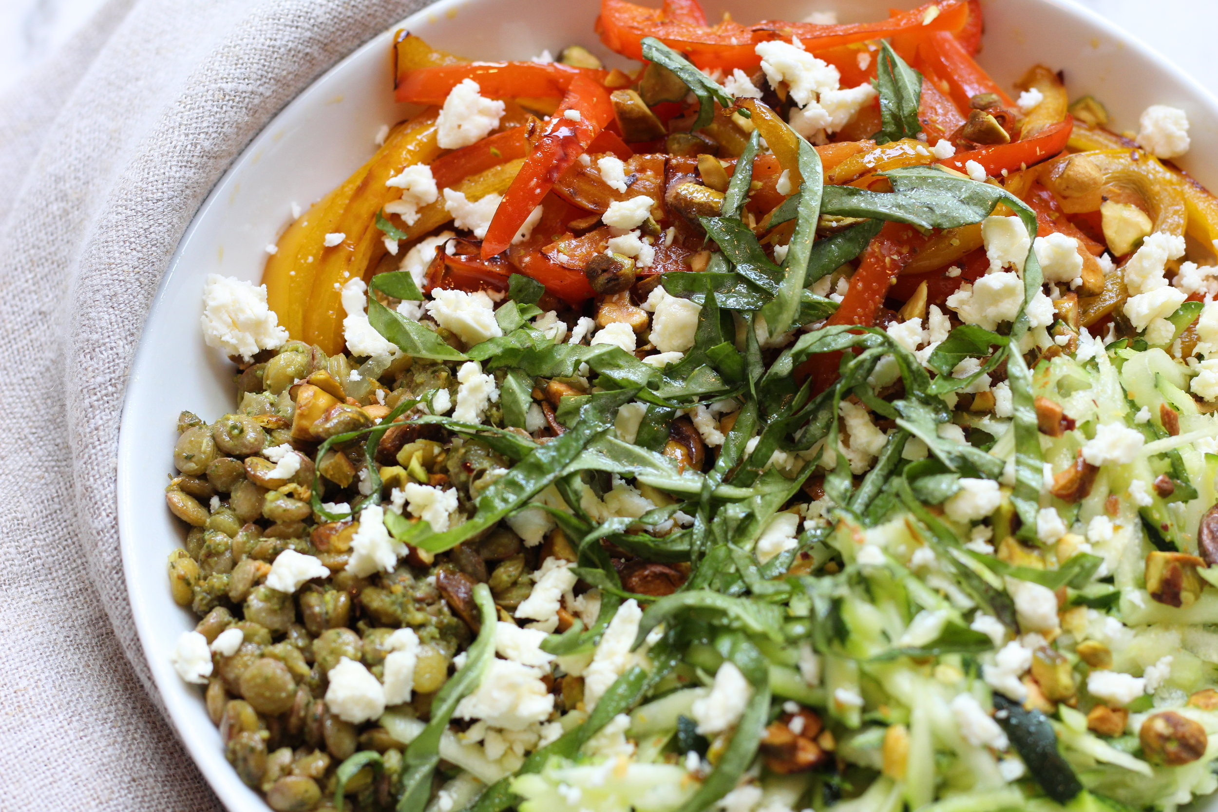 Green Lentil Bowl with Pistachio Pesto
