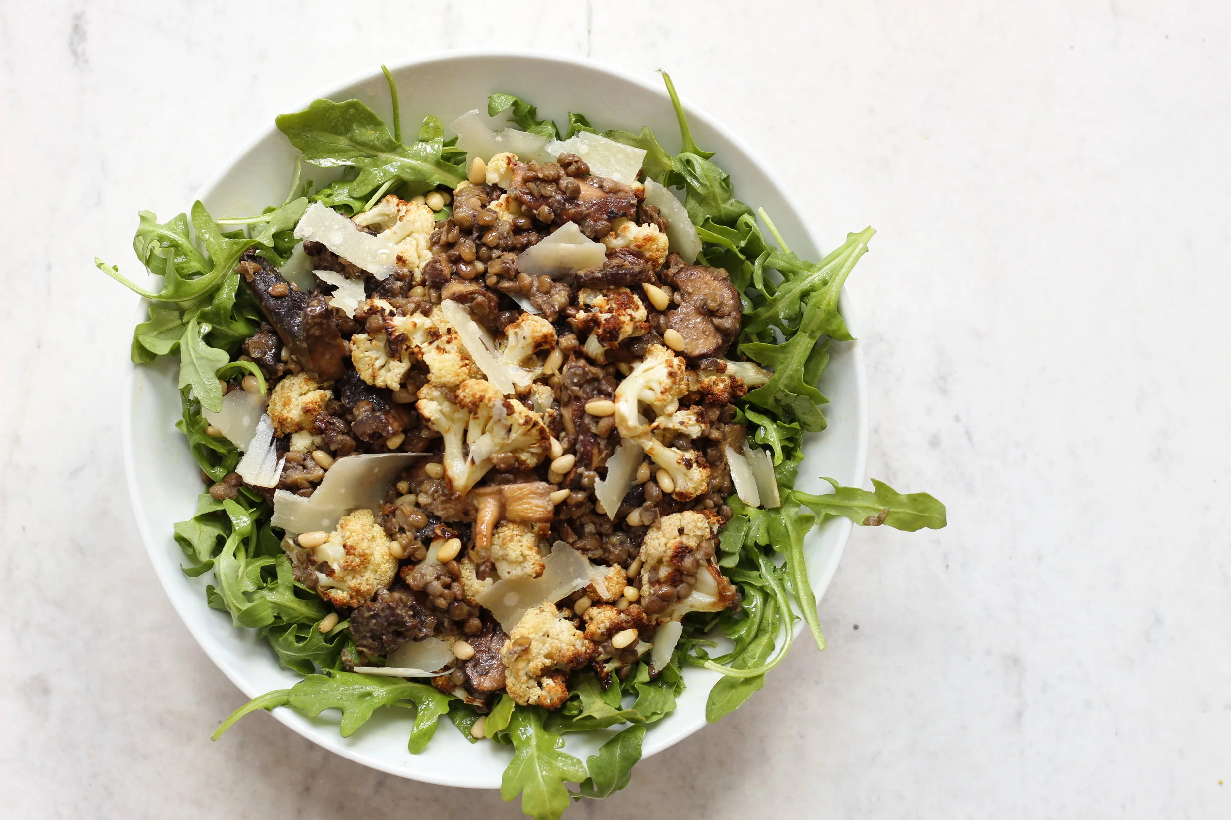 Lentil Salad with Balsamic Mushrooms &amp; Cauliflower