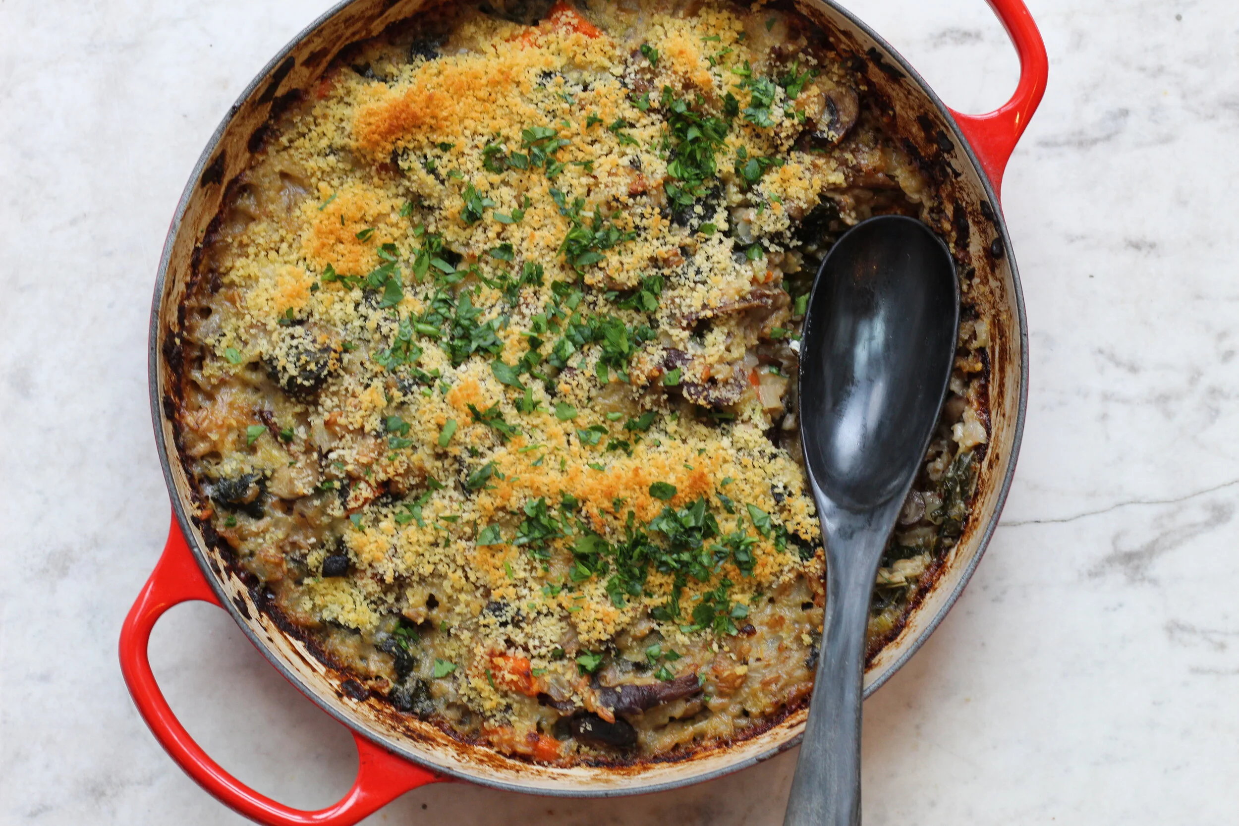 Farro and Wild Mushroom Gratin