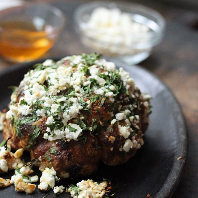 We are so excited to announce we are hosting our very first virtual cooking class next Tuesday, June 30! And yes, this Whole Roasted Cauliflower with Honey and Feta is on the menu 👏
&bull;
This is the first class in our &ldquo;Culinary Adventures fr