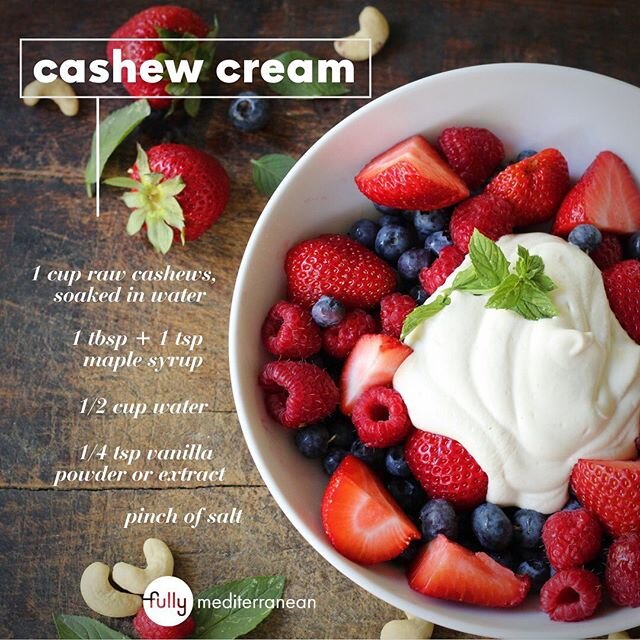 Cashew cream is a delicious, healthy dessert made with just a few simple ingredients you likely already have in your pantry! During the summer time, we love pairing cold cashew cream with fresh strawberries and blueberries. It&rsquo;s our lightened u