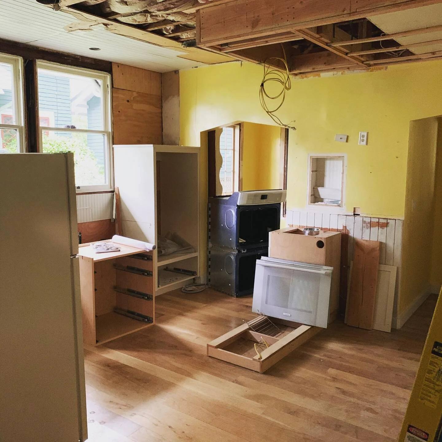 This is my Portland kitchen on demo day. I&rsquo;ve been waiting for this day for months. And now watching the old layers come down, I can see new possibilities emerge that I hadn&rsquo;t yet imagined.  When the false ceiling came down and I realized