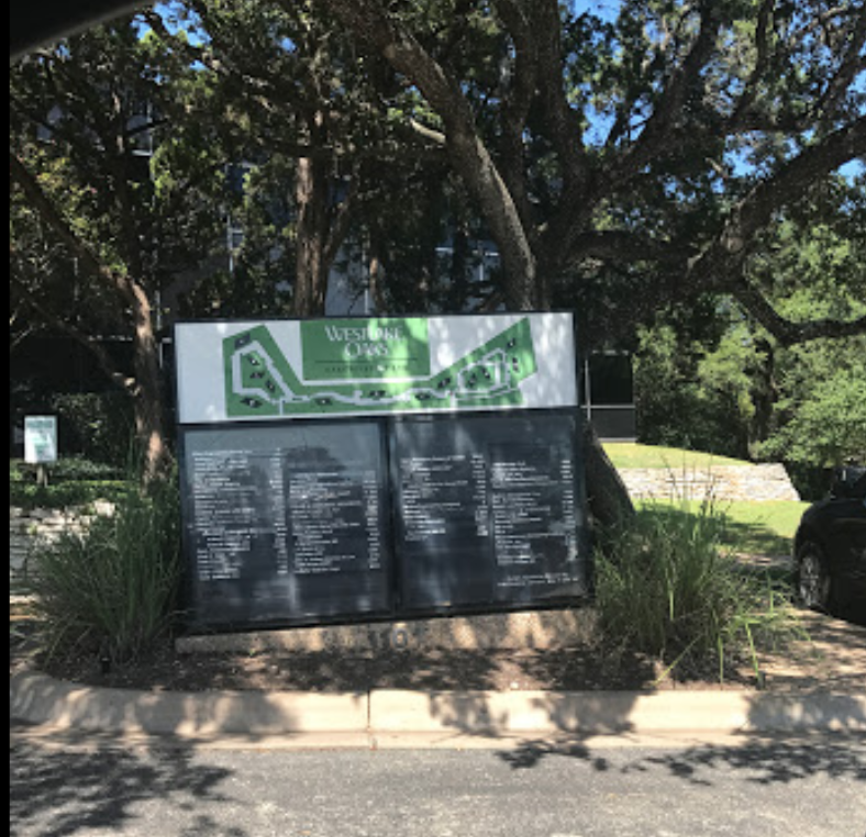 Entrance to the office park.