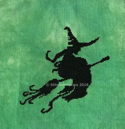 Flying Witch Silhouette Cross Stitch Pattern