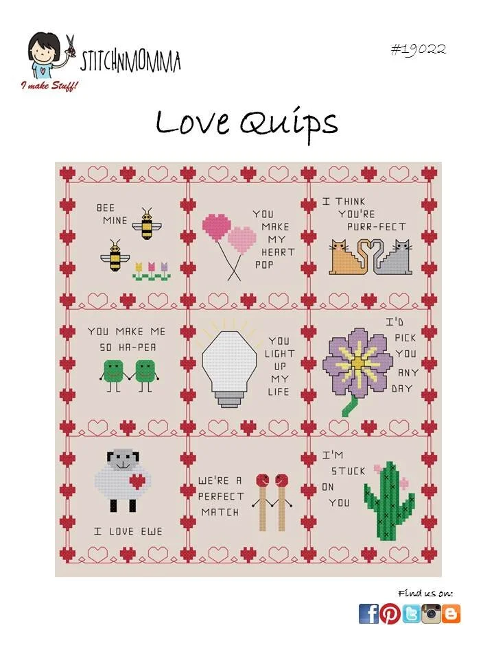 Love Quips Valentines Cross Stitch Pattern