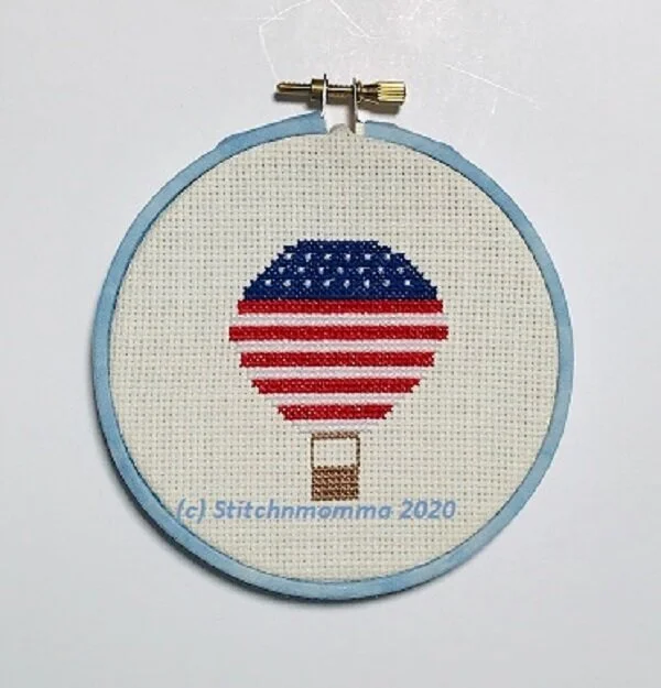 Patriotic Balloon Magnificent Mini Cross Stitch Pattern