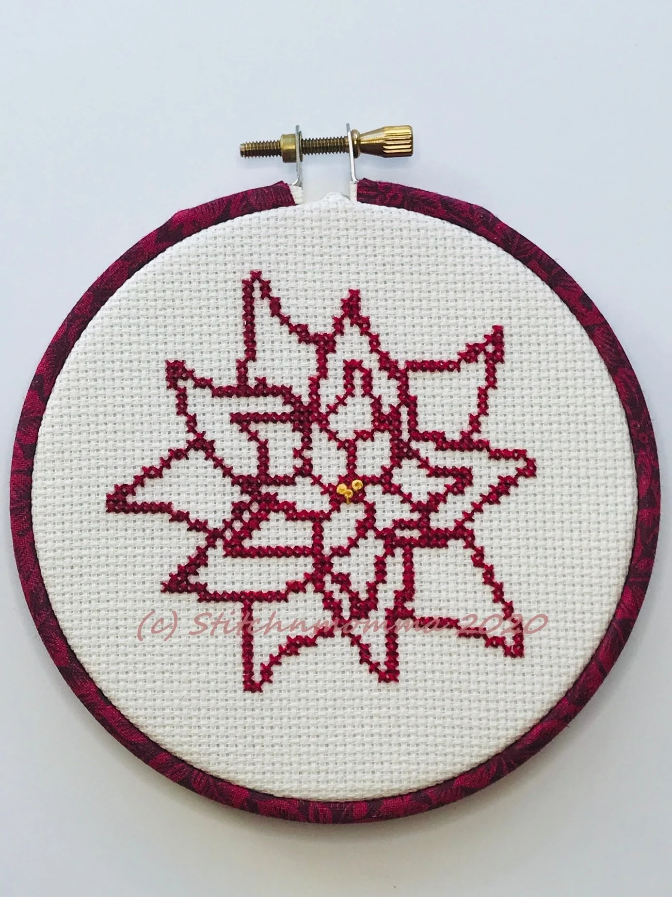 Abstract Poinsettia Magnificent Mini Cross Stitch Pattern