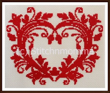 Swirled Heart Valentines Cross Stitch Pattern