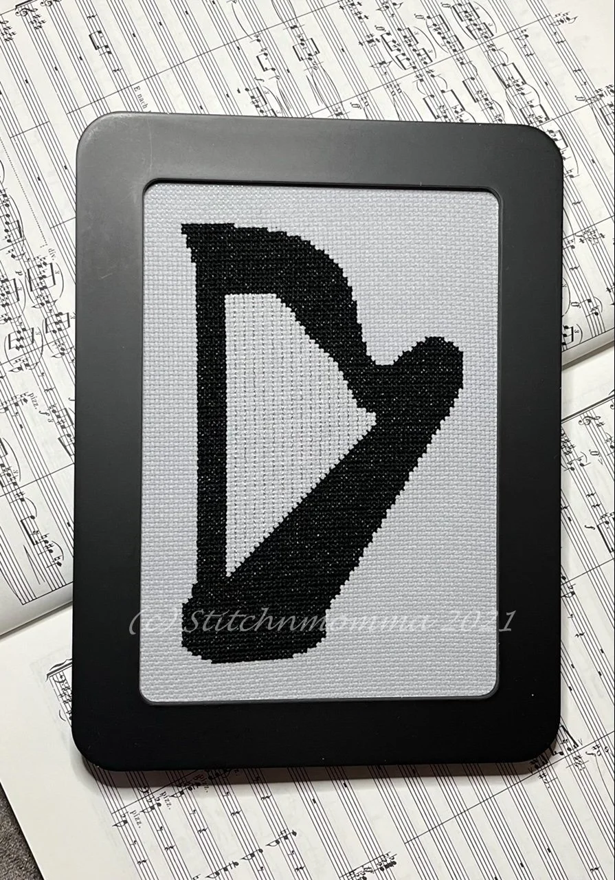 Harp Silhouette Cross Stitch Pattern