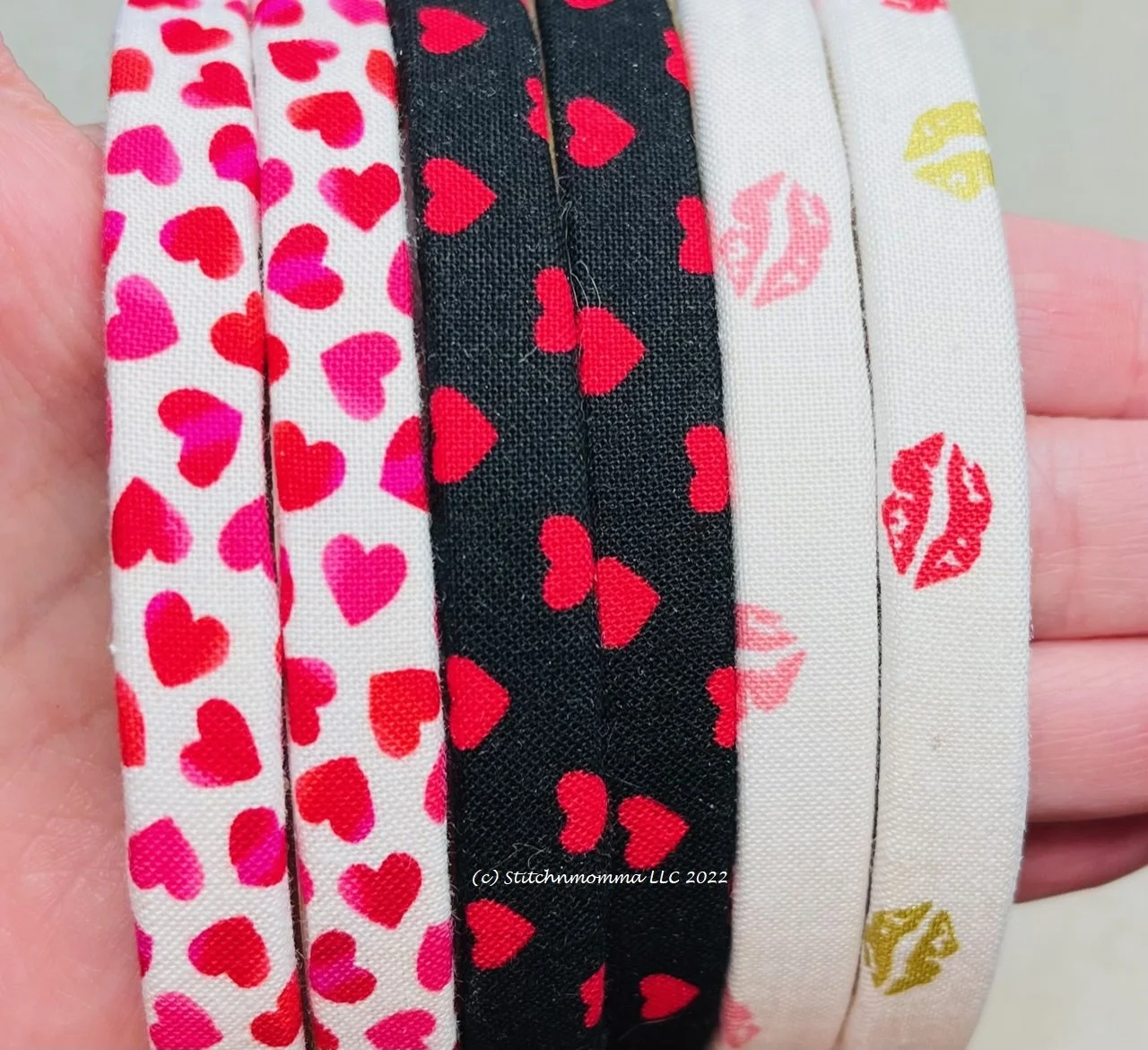 Love and Kisses Decorative Fabric Covered Embroidery Hoops