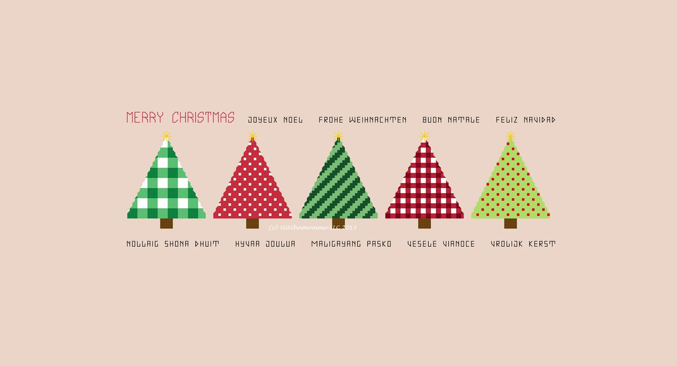 Country Christmas Trees Cross Stitch Pattern