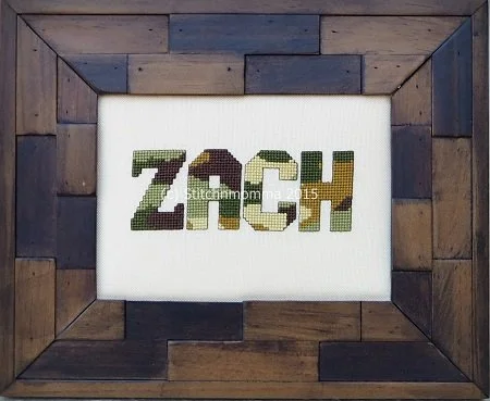 Green Camo Alphabet Cross Stitch Pattern