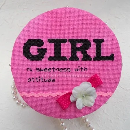 Girl - Cross Stitched Fabric Covered Box