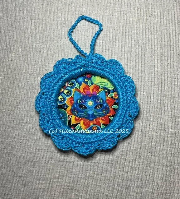 Cat Ornament - Blue sugar skull.jpg