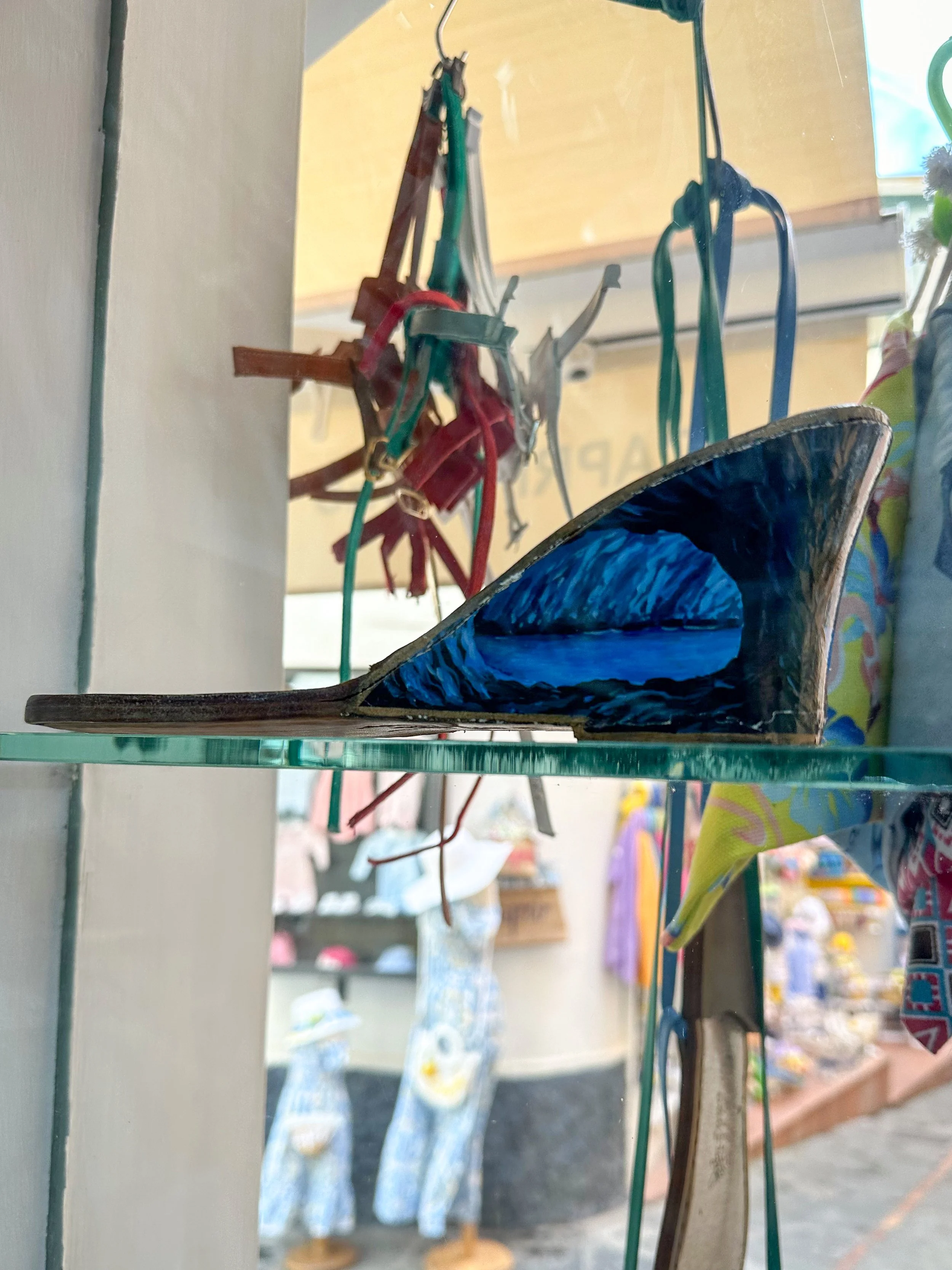 Love this display shoe painted like the Blue Grotto!