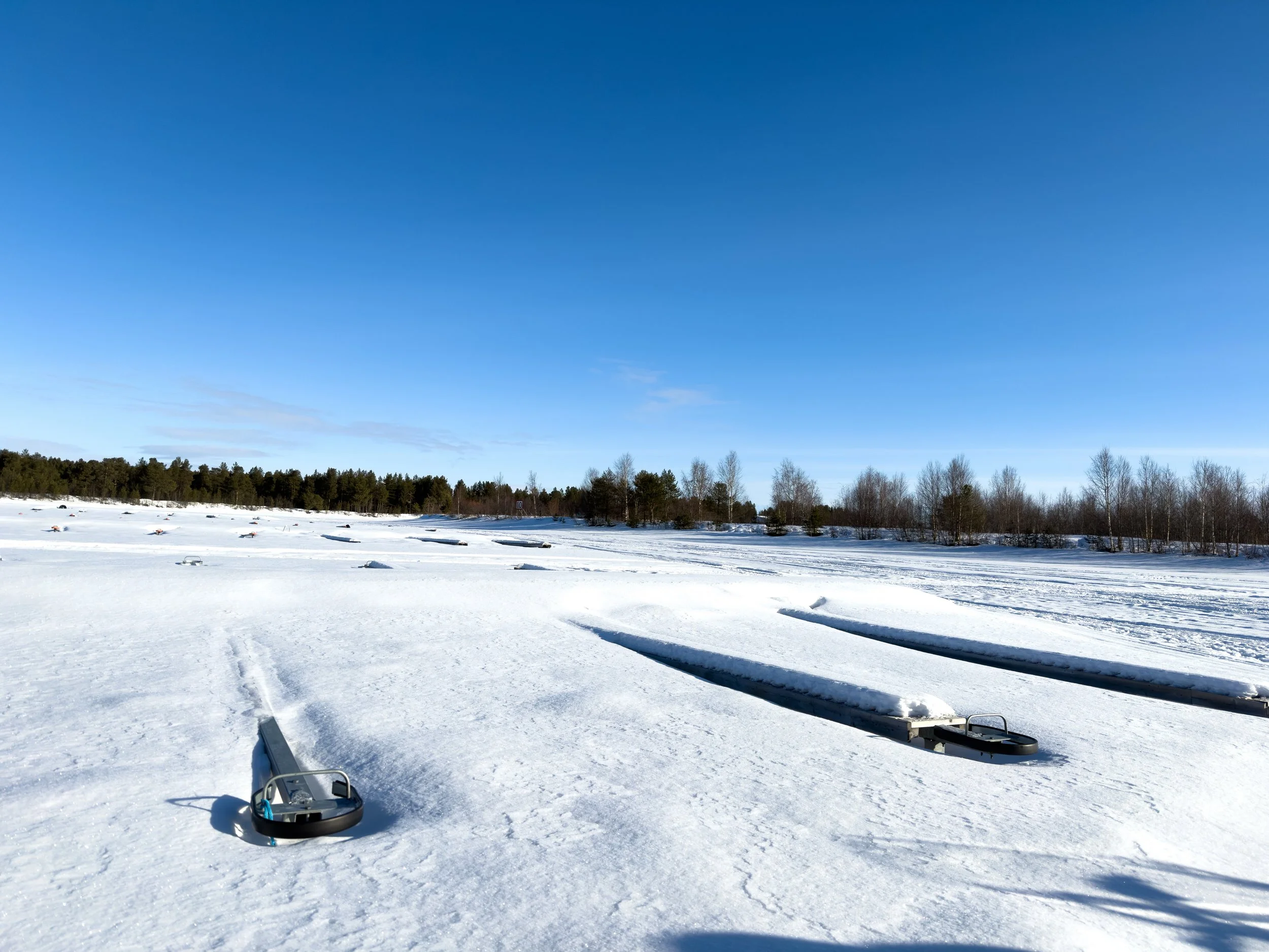 Boat slips - fully frozen in winter