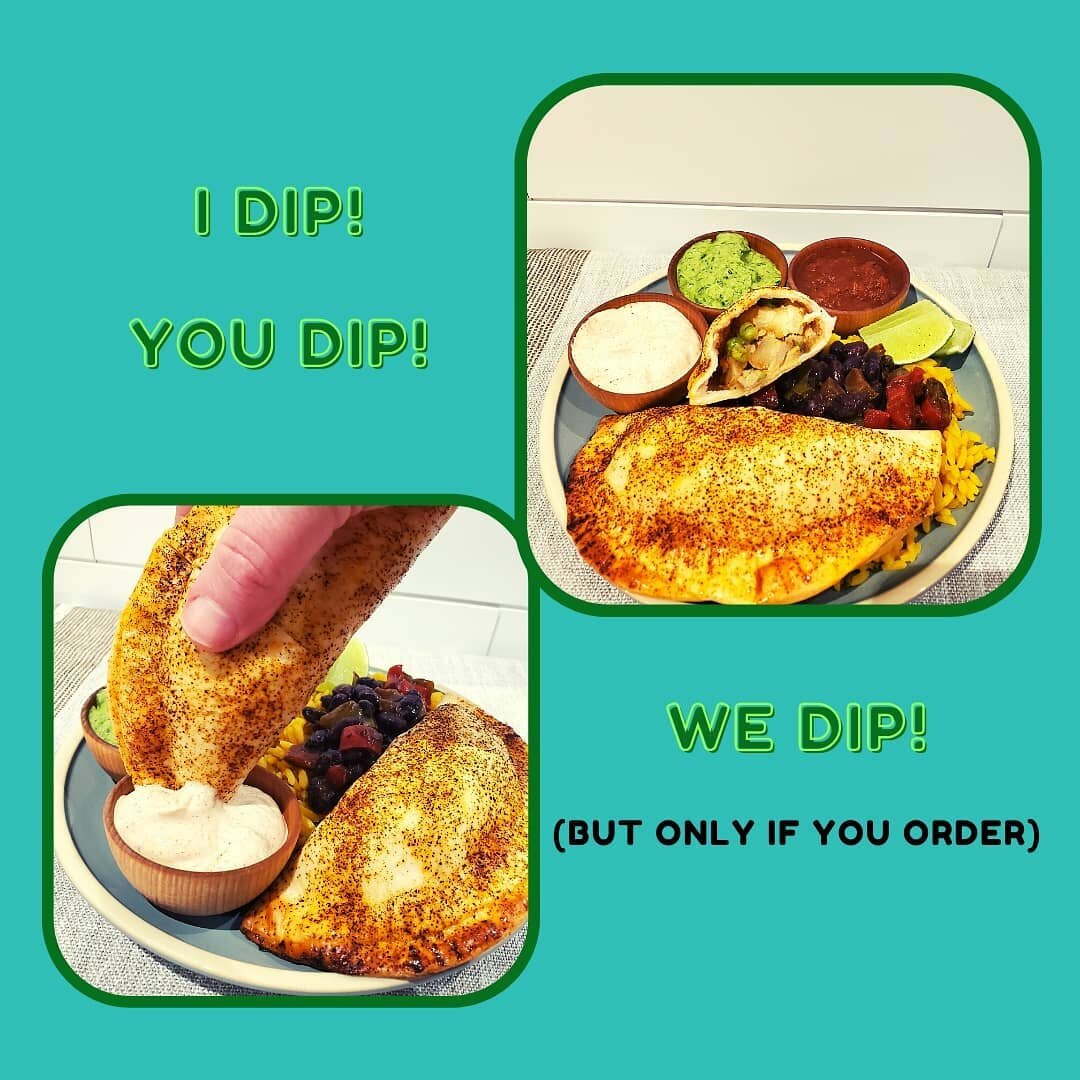 This week's  kits come with 3 dipping sauces for your empanadas. 

Chimichurri 
Salsa
&amp; Chipotle Sour Cream.

If you're a dipper (who isn't?!), this one's  a cannot miss.

Order  through  Tuesday  with the link in our bio and we'll  deliver  Thur