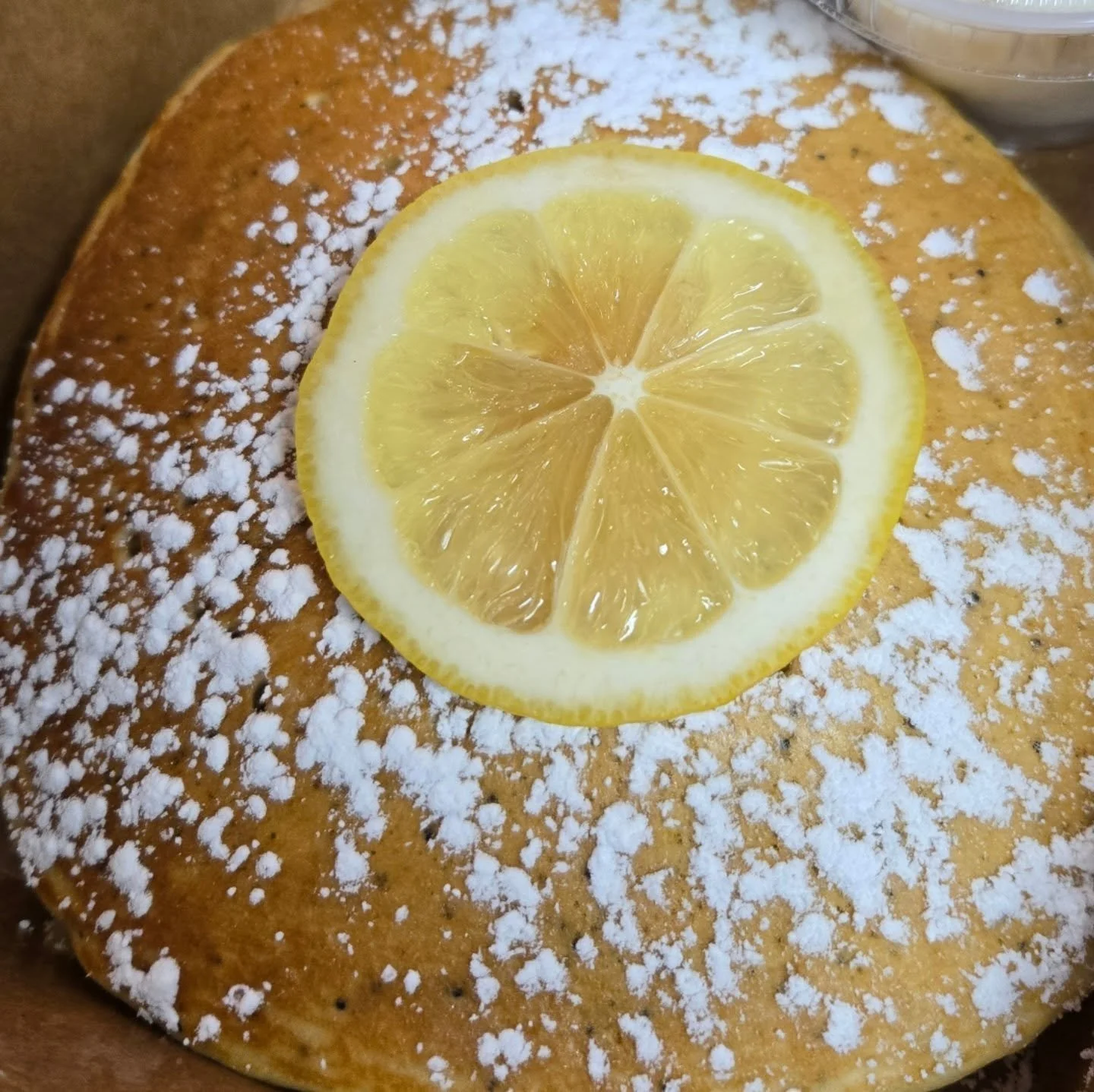 Today's  menu is a little bit of sunshine 🌞  @hermanscoffee to celebrate spring 🌸.

We're  here till 1- 
Slinging lemon poppyseed pancakes, corned beef brekky sandwiches, and cacio e pepe deviled eggs-- and lots more.