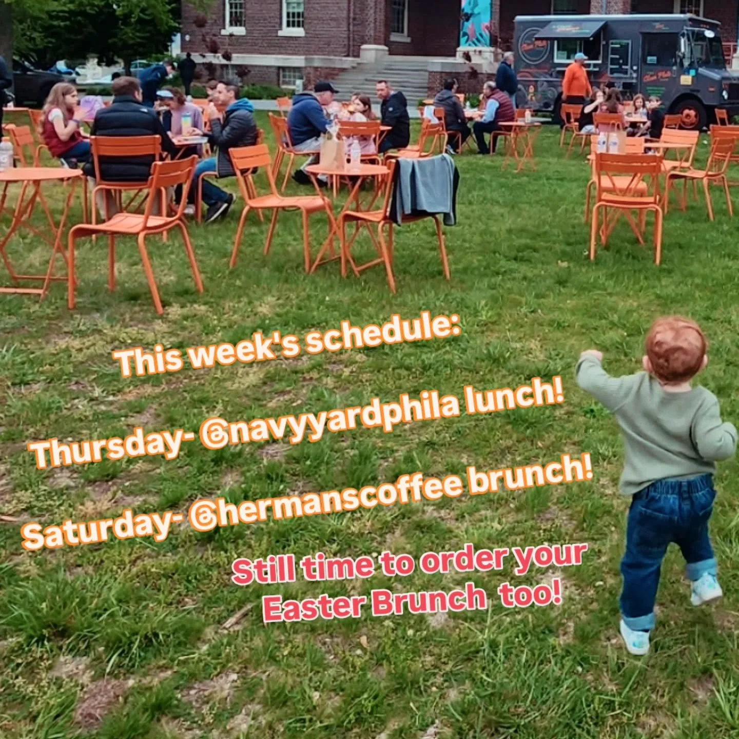 We've  got 2 chances to catch the truck this week- but 3 ways to get some food. 

Quite the riddle !🔮✨️
We'll  tell you the answer 👇. 

1: Thursday - @navyyardphila for #lunchtrucklineup 

2: Saturday- @hermanscoffee for brunch!

3: Thirdchance is 