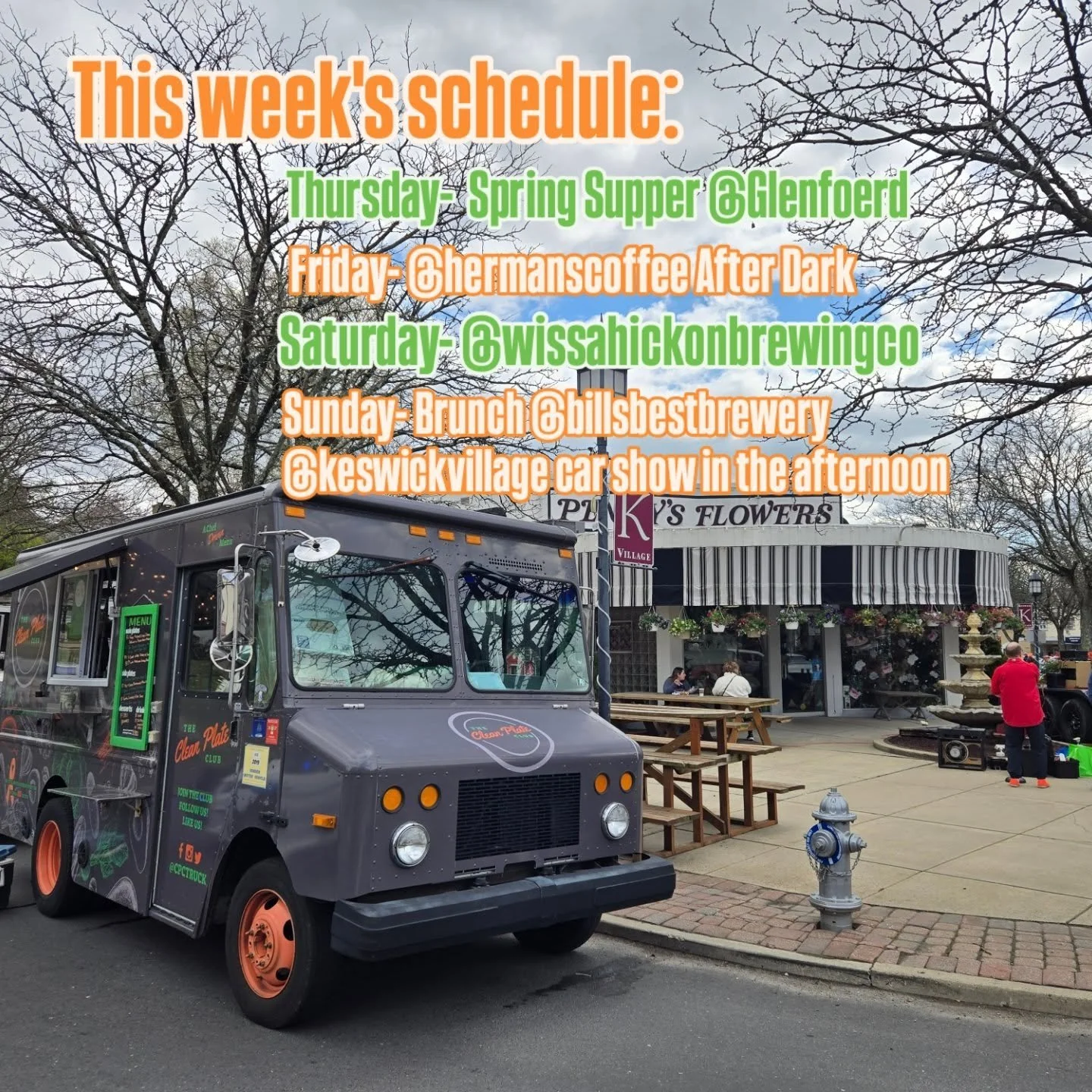 This week, we're  all over the place. There's something somewhere for everyone!

Thursday- we're  getting fancy with @glenfoerd for our Spring Supper Society dinner- tickets are still available!!!

Friday- we're  headed down South - @hermanscoffee Af