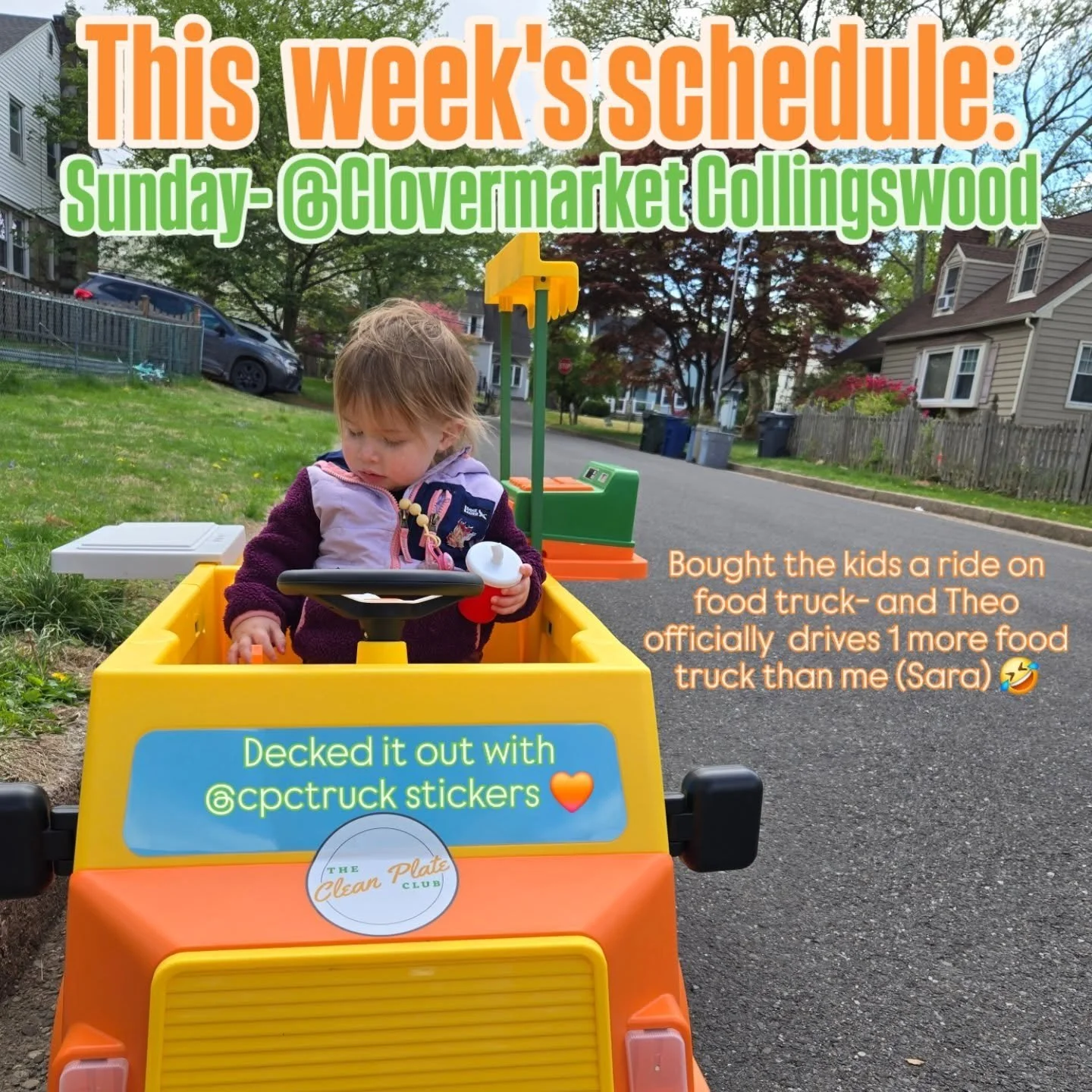 Bought the kids a ride on food truck, how could we not?!

Theo officially drives one more food truck than his mom 🤣. 

Lots of private events going on this week, so theres only one chance to catch us, but it's  one of our all time faves- @clovermark
