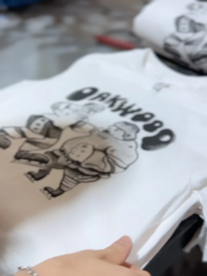 new merch for our west Texas pals, Oakwood @oakwoodbandtx :) they&rsquo;ll be playing next week, along with @ivyleaguetx and @recordsettertx for a few TX dates &bull; it&rsquo;s gonna be epic 

hockey shirt design - @lewcurrie 
shirt photo - @texas__