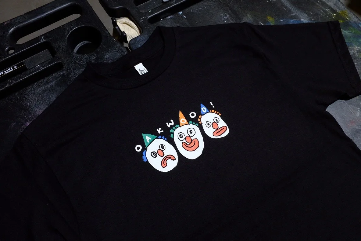 We recently worked on some merch for @oakwoodbandtx run to Best Friends Forever fest. Clown tees and Script hat were both designed in house by Jill! (@nitelamb)
Thank you as always for your trust! 
Who grabbed what???

#oakwood #oakwoodband #luckyhou