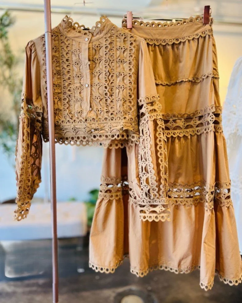 Diamond Hollow Out Lace Embroidered Set